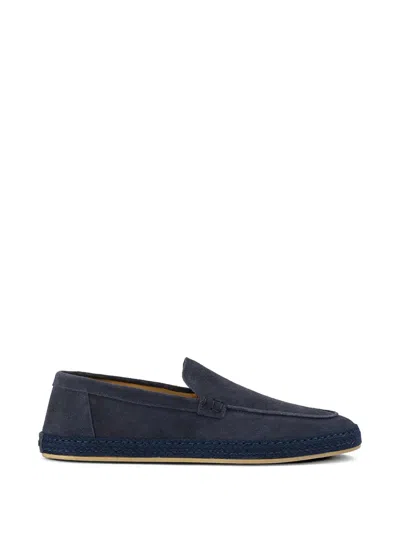 Doucal's Midnight Suede Braided Espadrilles In Blue