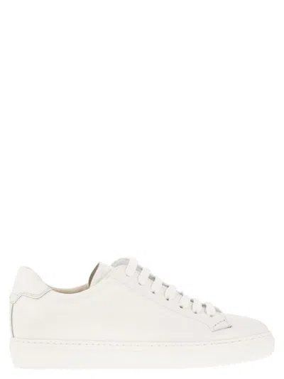 Doucal's Minimalist Smooth Calfskin Trainers With Rubber Sole In White