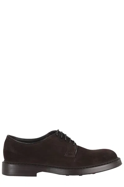 DOUCAL'S MINK SUEDE DERBY LACE-UP SHOES