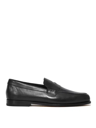 Doucal's Penny Loafer In Blue Leather In Brown