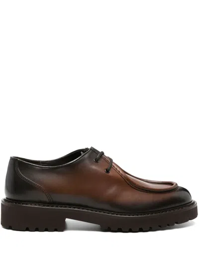 Doucal's Ombré-effect Leather Boat Shoes In Brown