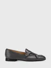 Doucal's Leather Double-buckle Loafer In Gray