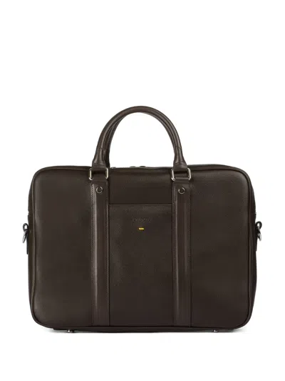 Doucal's Palmellato Leather Briefcase In Brown