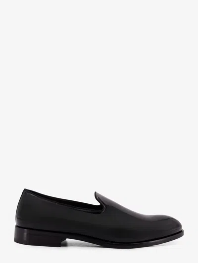 Doucal's Logo Patent Leather Loafers In Black