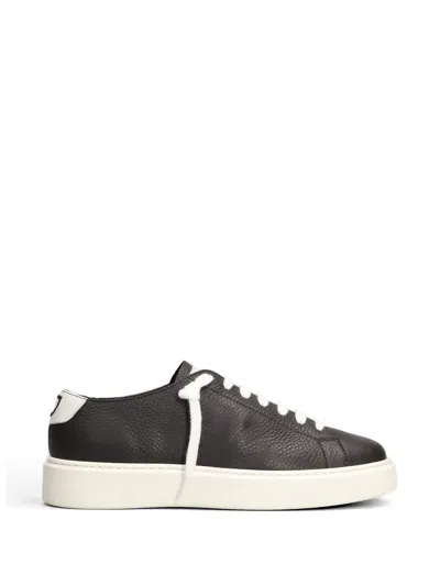 Doucal's Pebbled-texture Sneakers In Brown
