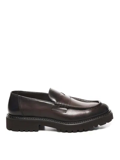 Doucal's Penny Leather Loafer In Brown