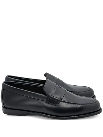Doucal's Penny Leather Loafers In Blue