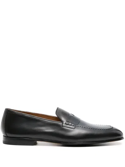 Doucal's Penny-slot Patent Leather Loafers In Blue