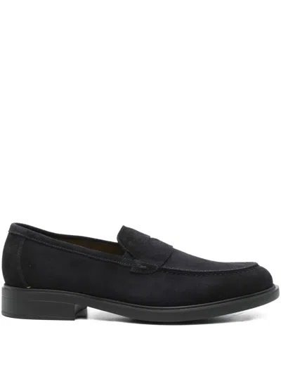 Doucal's Penny-slot Suede Loafers In Black