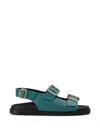 Doucal's Perforated Buckle Leather Sandals In Multi