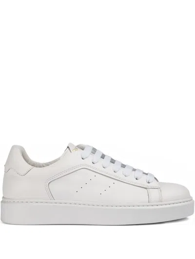 Doucal's Perforated Detailing Leather Sneakers In White