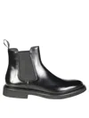 Doucal's Polished Leather Ankle Boots With Elastic Side Panels In Black
