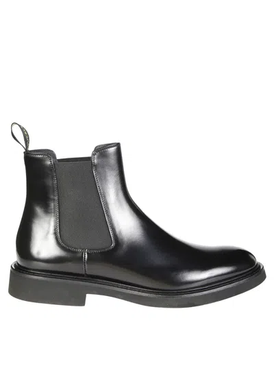 DOUCAL'S POLISHED LEATHER ANKLE BOOTS WITH ELASTIC SIDE PANELS