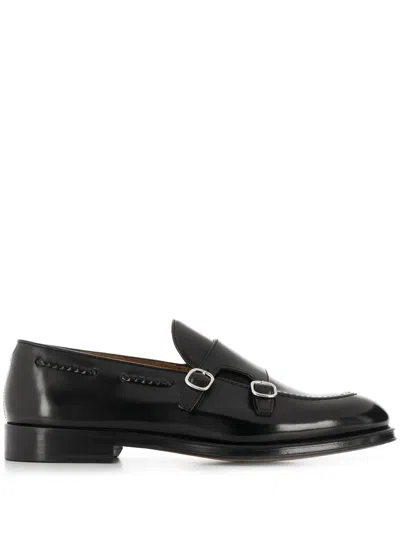 Doucal's Double Leather Buckle Shoes In Black