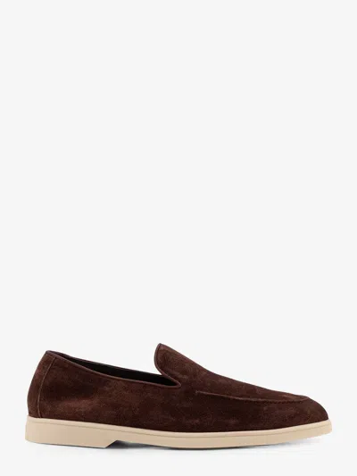 Doucal's Embossed Stitching Loafers In Brown