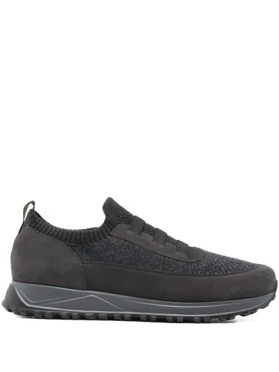 Doucal's Ribbed-panel Sneakers In Brown