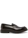 Doucal's Penny Moccasin With Tone-on-tone Topstitching In Brown