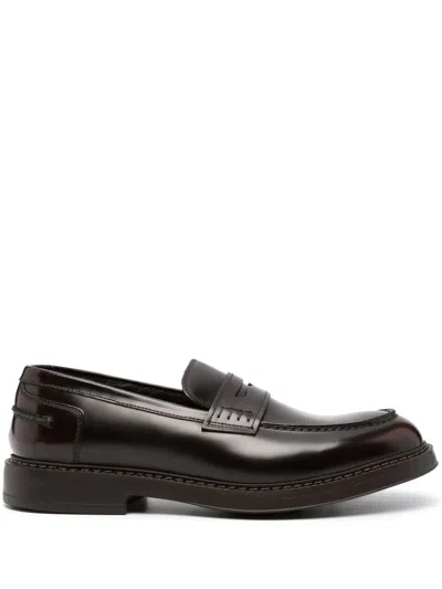 DOUCAL'S ROUND-TOE LEATHER LOAFERS