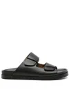 Doucal's Suede Double Strap Sandals In Black