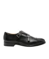 Doucal's Double-buckle Leather Monk Shoes In Black
