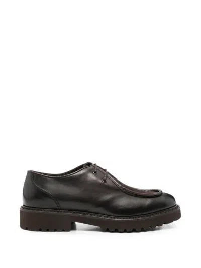 Doucal's Round-toe Leather Derby Shoes In Black