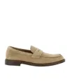 Doucal's Beige Solid Penny Loafers In Brown