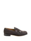 Doucal's Brown Double Buckle Moccasin In Suede In Black