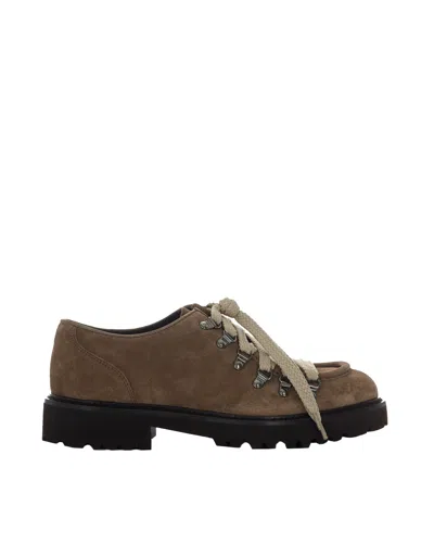 DOUCAL'S COCOA LEATHER LACE-UP SHOE