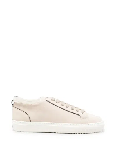Doucal's Shearling-trim Sneakers In Multi