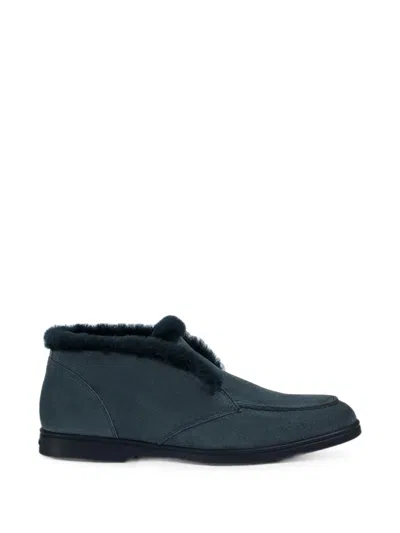 Doucal's Shearling-trim Suede Desert Boots In Multi