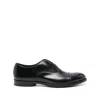 Doucal's Blue Oxford Shoes In Brushed Leather With Toe Cap In Black