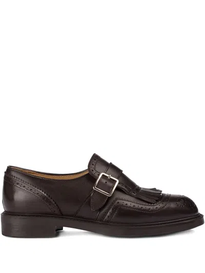 Doucal's Single-buckle Fringed Shoes In Brown