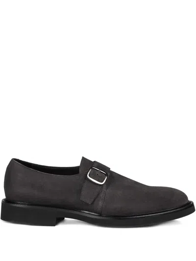Doucal's Single-buckle Suede Monk Shoe In Gray