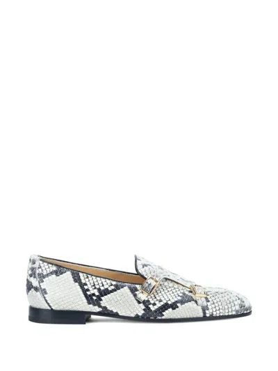 Doucal's Snakeskin-effect Double-buckle Loafers In White