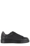 Doucal's Black Tumbled Leather Sneakers With Suede Heel In Black