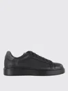 Doucal's Black Tumbled Leather Sneakers With Suede Heel In Black