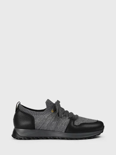 Doucal's Lace-up Wool Sneakers In Black