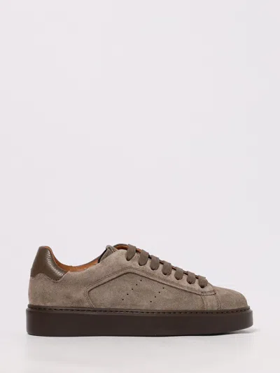 Doucal's Perforated Detail Suede Sneakers In Brown
