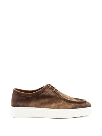 Doucal's Stitching Lace-up Sneakers In Brown