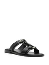 Doucal's Strap-detailing Leather Slides In Black