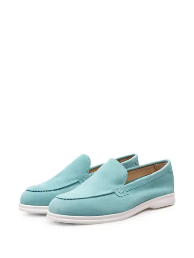 Doucal's Suede Almond-toe Loafers In Blue