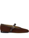 Doucal's Suede Ballet Flat In Brown