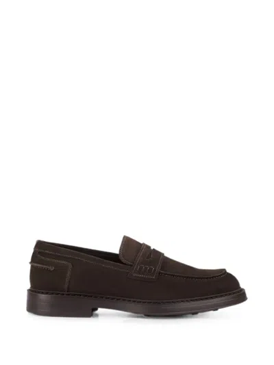 Doucal's Suede Blake-stitched Loafers In Brown