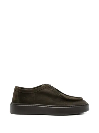 Doucal's Suede Boat Shoes In Green