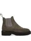 Doucal's Suede Brogue Chelsea Boots In Gray