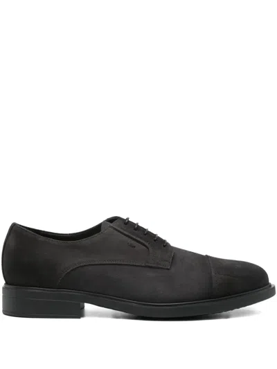 Doucal's Suede Cap-toe Derby Shoes In Black