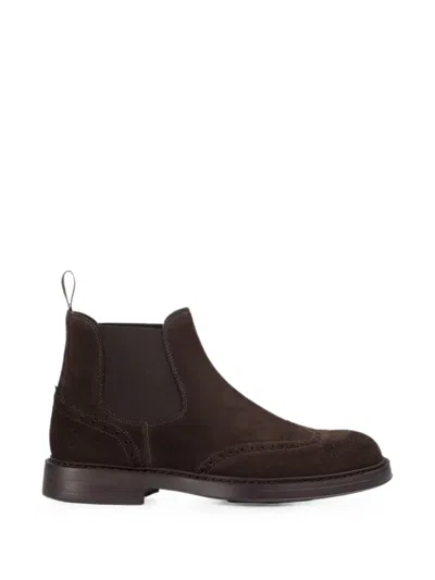 Doucal's Suede Chelsea Boots In Brown
