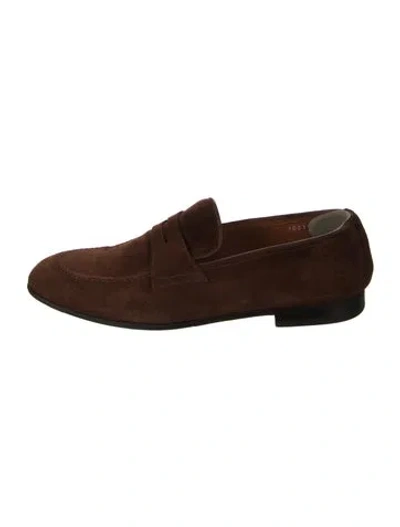 Pre-owned Doucal's Suede Dress Loafers In Brown