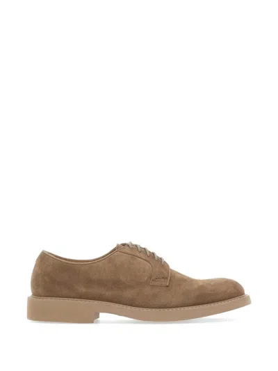 Doucal's Suede Lace-up Shoes In Brown