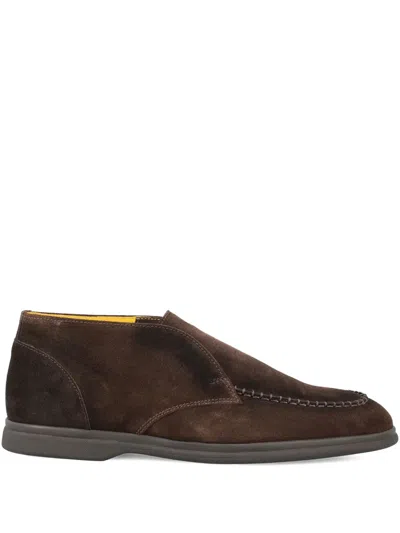 Doucal's Suede Leather Loafers In Brown